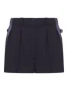 Prada Chevron Wool Shorts In Blue