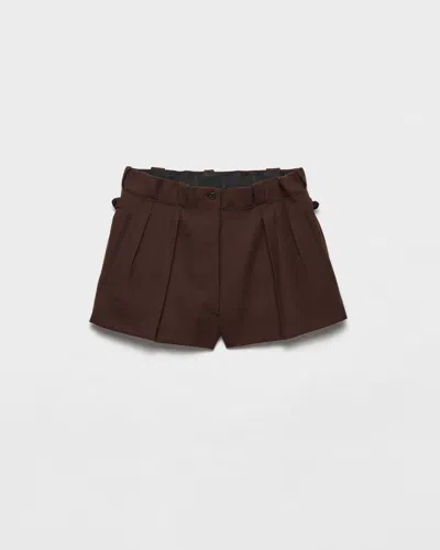 Prada Chevron Wool Shorts In Brown