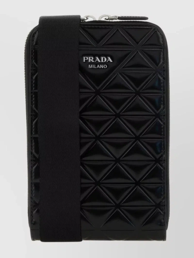 Prada Chic Leather Phone Case In Black