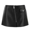 Prada Black Leather Mini Skirt In Black