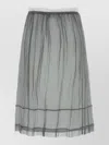 Prada Chiffon Midi Skirt Sheer Embroidered Overlay In Gray