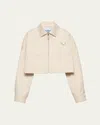Prada Triangle-logo Jacket In Neutral