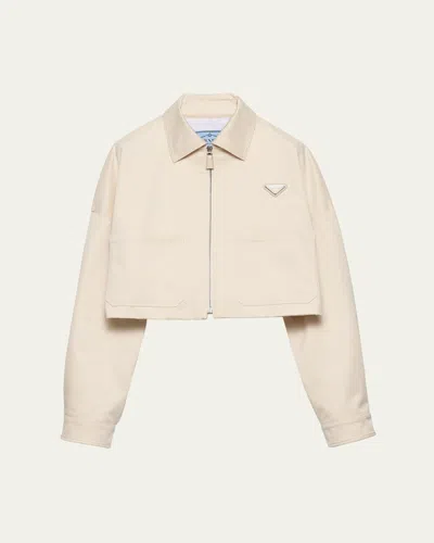 Prada Chino Cropped Jacket In Neutral