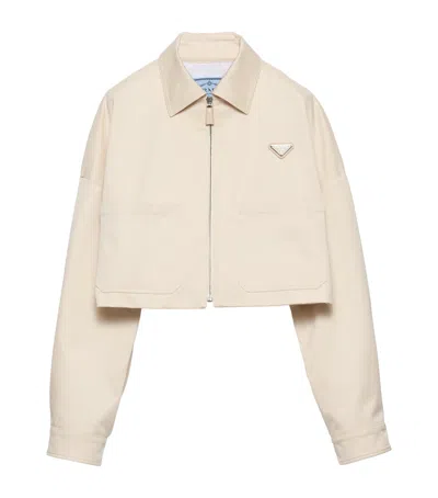 Prada Chino Cropped Shirt Jacket In Neutral