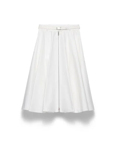 Prada Chino Midi-skirt With Zipper In White