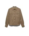 Prada Cotton Poplin Shirt Tailored Collar Button Epaulettes In Brown