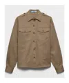 Prada Cotton Poplin Shirt Tailored Collar Button Epaulettes In Brown