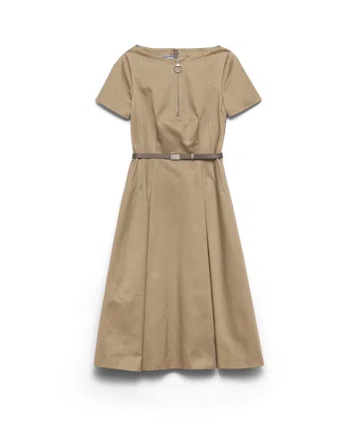 Prada Chino Zipper Dress In Brown