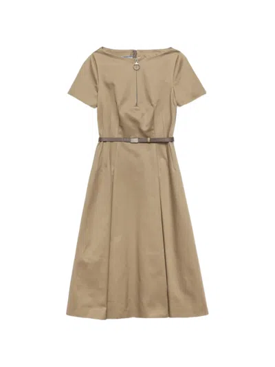 Prada Chino Zipper Dress In Brown