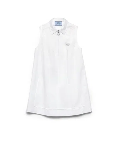 Prada Chino Zipper Mini-dress In White