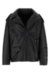 Prada Nappa Leather Padded Jacket In Black