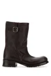 Prada Chocolate Brown Leather Boots In Brown