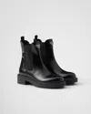 Prada Brushed Leather Ankle Boots In Black