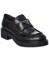 Prada Chocolate Black Brushed Leather Moccasin Women In Black