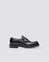 Prada Triangle Logo Brushed Leather Loafers