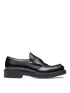 Prada Triangle Logo Brushed Leather Loafers In Multi