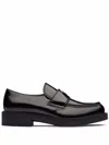 Prada Chocolate Brushed Leather Loafers Shoes In Black