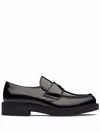 PRADA PRADA CHOCOLATE BRUSHED LEATHER LOAFERS SHOES