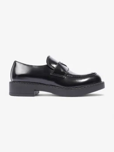 Prada Chocolate Brushed Loafers Leather In Black