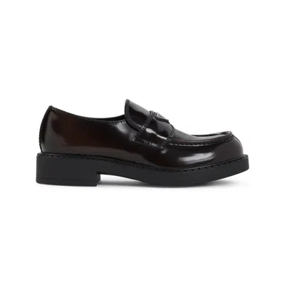 Prada Chocolate Brushed Loafers Men In Brown