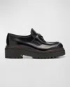 Prada Double Chocolate Platform Loafer In Nero