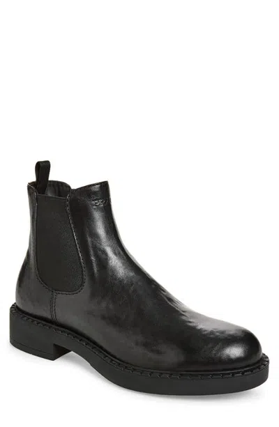 Prada Chocolate Leather Chelsea Boot In Animal Print