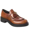 Prada Double Chocolate Platform Loafer In Brown