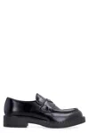Prada Chocolate Loafers In Brushed Leather In Black