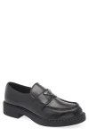 Prada Loafers Brushed Leather Elastic Gusset In Black