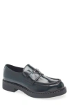 Prada Chocolate Moccasin In Black Patent Leather Men In Black