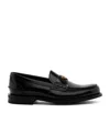Prada Loafers Brushed Leather Elastic Gusset In Black
