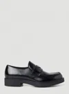 Prada Triangle Logo Brushed Leather Loafers In Black