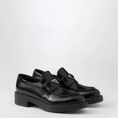 Prada Chocolate Loafers In Black Brushed Leather Women