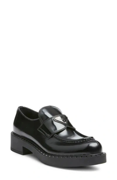 Prada Chocolate Logo Loafer