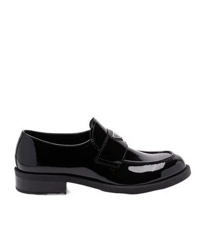 Prada Chocolate Moccasin In Black Patent Leather Men
