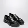 Prada Chocolate Moccasin In Black Patent Leather In Black