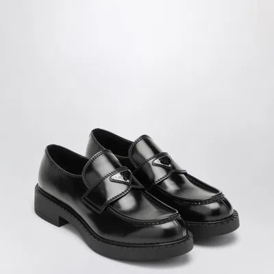 PRADA PRADA  CHOCOLATE MOCCASIN IN BLACK PATENT LEATHER