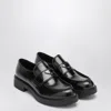 Prada Chocolate Moccasin In Black Patent Leather Men