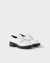 Prada Chocolate Patent Leather Loafers In White
