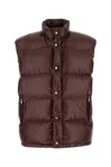 Prada Chocolate Re-nylon Sleeveless Down Jacket In Burgundy