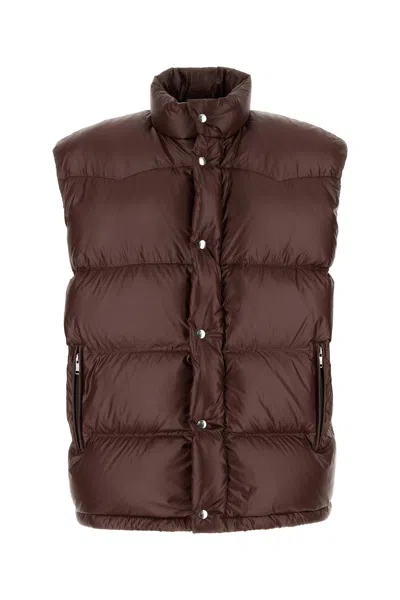 PRADA CHOCOLATE RE-NYLON SLEEVELESS DOWN JACKET