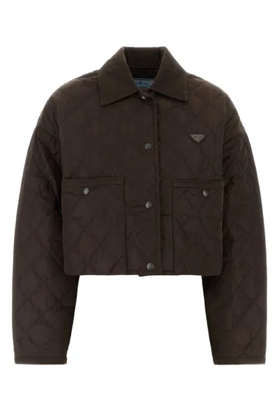 Prada Chocolate Re-nylon Reversible Jacket In Brown