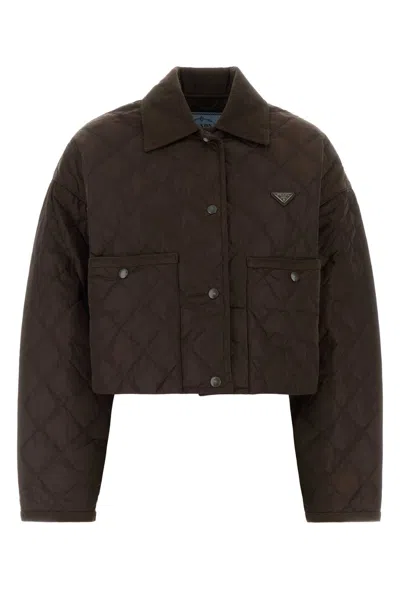 Prada Chocolate Re-nylon Reversible Jacket In Brown