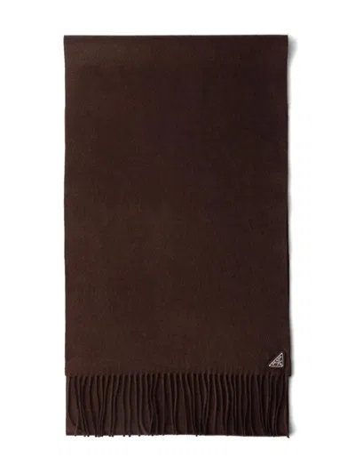 Prada Chocolate Silk Blend Scarf In Burgundy
