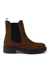 Prada Chocolate Suede Ankle Boots In Brown