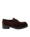 Prada Chocolate Suede Loafers In Brown