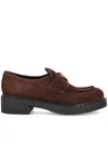 Prada Suede Loafers With Chunky Sole And Round Toe In Brown