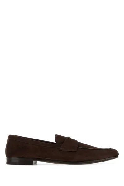 Prada Chocolate Suede Loafers In Gray