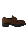 Prada Chocolate Suede Loafers In Multi
