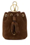 Prada Chocolate Suede Pouch In Brown